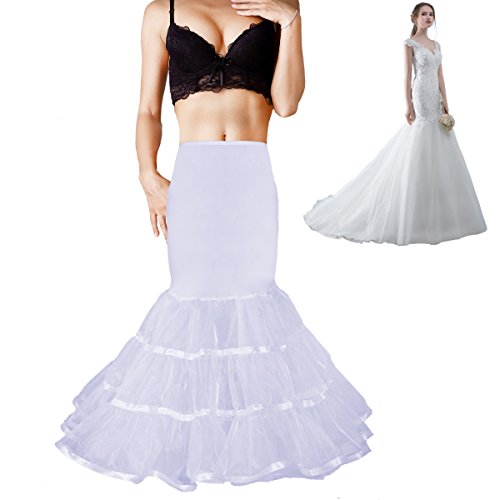 SHIMALY Frauen Meerjungfrau Hochzeit Petticoat Fischschwanz Unterrock Trompete Crinoline für Meerjungfrau Hochzeitskleid Gr. Small-Medium, weiß von SHIMALY