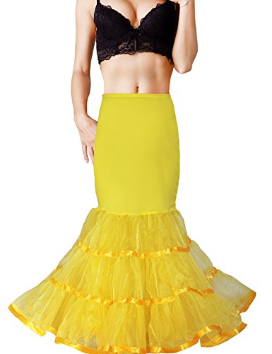SHIMALY Frauen Meerjungfrau Hochzeit Petticoat Fischschwanz Unterrock Trompete Reifrock für Meerjungfrau Brautkleid, gelb, L/X-Large von SHIMALY