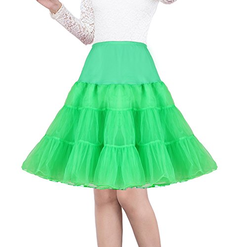 Shimaly® Damen 50er Jahre Vintage Petticoat 66 cm Crinoline Rockabilly Tutu Rock Slip S-3XL, Grün , 46-52 von SHIMALY