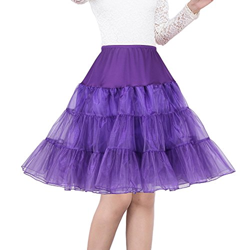 Shimaly® Damen 50er Jahre Vintage Petticoat 66 cm Crinoline Rockabilly Tutu Rock Slip S-3XL, Violett, 38-46 von SHIMALY