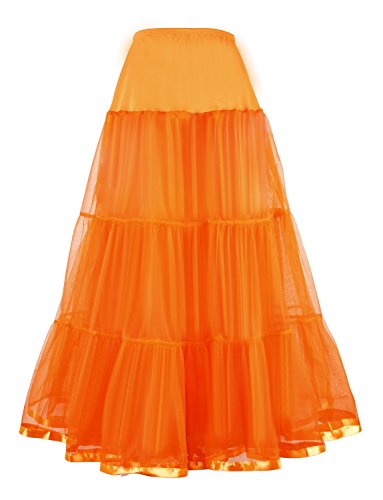 Shimaly® Damen Bodenlang Hochzeit Petticoat Lang Unterrock für formelle Kleid S-3XL, Orange/Abendrot im Zickzackmuster (Sunset Chevron), 32-46 von SHIMALY