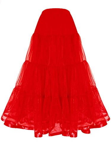 Shimaly Damen bodenlangen hochzeit petticoat lange underskirt für formales kleid s-3xl Rot Small / Large von SHIMALY