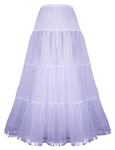 Shimaly Damen bodenlangen hochzeit petticoat lange underskirt für formales kleid s-3xl Weiß Small / Large von SHIMALY