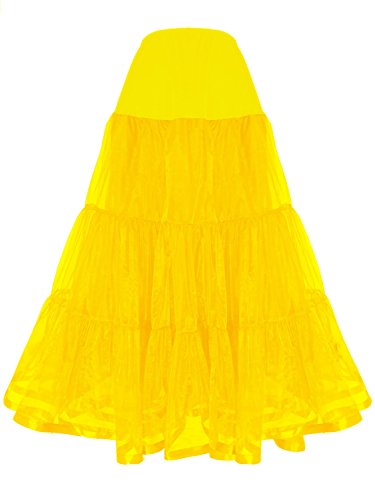 Shimaly® Damen Bodenlangen Hochzeit Petticoat Lange Unterrock für formelles Kleid S-3XL, gelb, 16-28 von SHIMALY