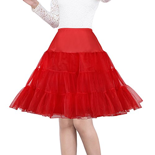 Shimaly Damen 50er jahre vintage-petticoat 26" krinoline rockabilly röckchen-rock-beleg Rot Small / Medium von SHIMALY