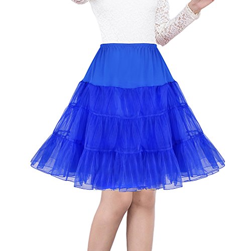 Shimaly® Damen 50er Jahre Vintage Petticoat 66 cm Crinoline Rockabilly Tutu Rock Slip S-3XL, Königsblau, 46-52 von SHIMALY