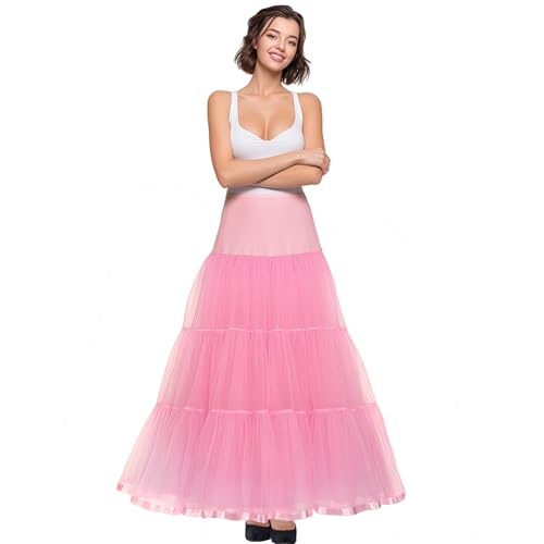 Shimaly Damen bodenlangen hochzeit petticoat lange underskirt für formales kleid s-3xl Pnk Small / Large von SHIMALY