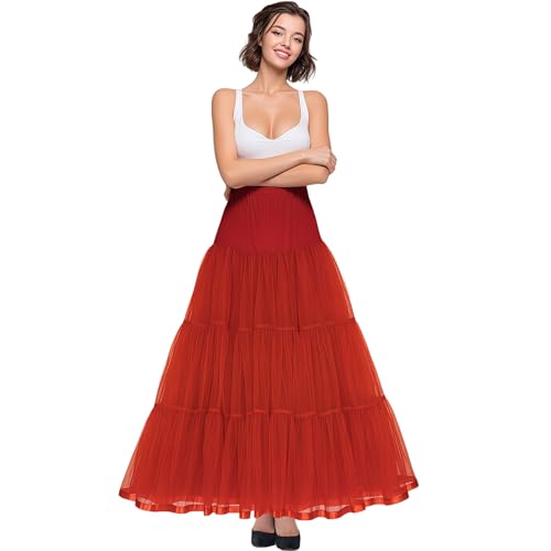 Shimaly Damen bodenlangen hochzeit petticoat lange underskirt für formales kleid s-3xl Rot XL-3XL von SHIMALY