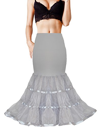 Shimaly Meerjungfrauen-Petticoat für Damen, Unterrock, Trompete, Reifrock für Meerjungfrau, Hochzeitskleid - Grau - Large-X-Large von SHIMALY