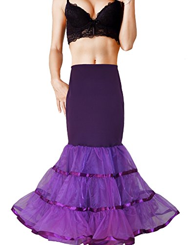 Shimaly Meerjungfrauen-Petticoat für Damen, Unterrock, Trompete, Reifrock für Meerjungfrau, Hochzeitskleid - Violett - Large-X-Large von SHIMALY