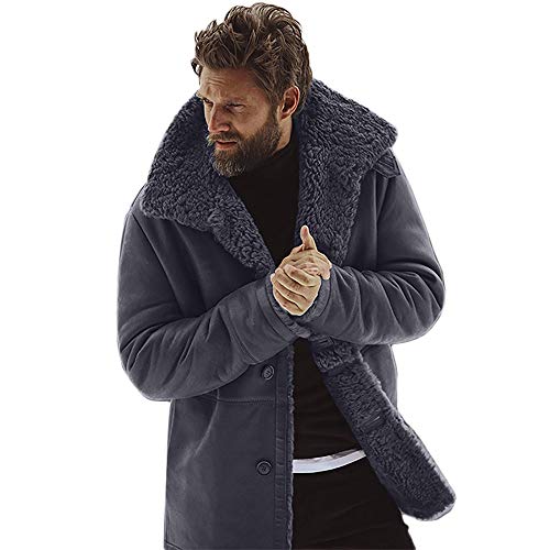 SHINEHUA Coat Mantel Winterjacke Männer Herrenjacke Outdoorjacke Herren Winter Schaffelljacke Warme Wolle Gezeichneter Berg Imitat Lamm Jacken Mantel Winterjacke Winterparka (Grau,x-Large) von SHINEHUA