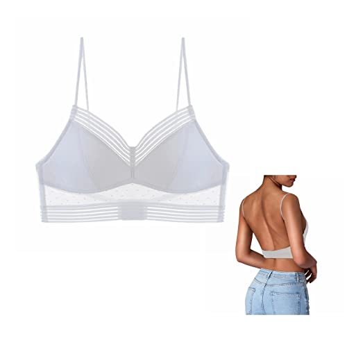 Oktoberfest Dirndl Push-Up BH Büstenhebe Comfort Lift-BH mit Niedrigem Rücken Kabelloser U-Förmiger Rücken BH für Frauen Sexy U-förmiger Lifting-BH mit Spitze Für Yoga Fitness Laufen (White, S) von SHINEHUA