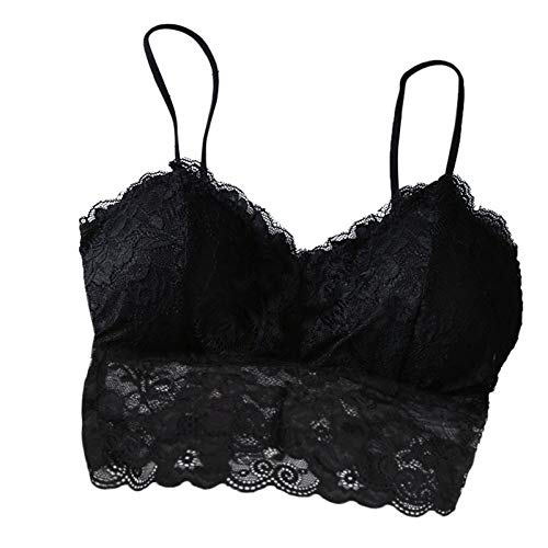 SHINEHUA Damen Blumen Spitzen Bralette BH Bustier Ohne Bügel BH Gepolstert Cup Comfort Bra Unterwäsche (#01-Black, S) von SHINEHUA