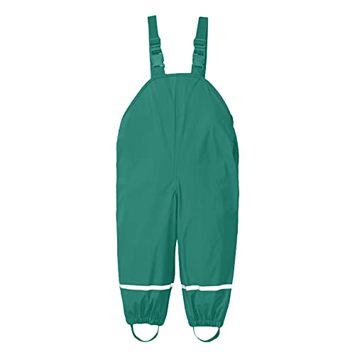 Unisex Kinder Regenträgerhose Ungefüttert Rain Pants Unisex Kinder wasserdichte Matschhose Regenlatzhose Hose Atmungsaktiv Matschhose Regenbundhose Überziehhose für Mädchen Jungen (Green #3, 116) von SHINEHUA