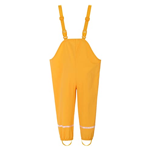 Unisex Kinder Regenträgerhose Ungefüttert Rain Pants Unisex Kinder wasserdichte Matschhose Regenlatzhose Hose Atmungsaktiv Matschhose Regenbundhose Überziehhose für Mädchen Jungen (Yellow #3, 92) von SHINEHUA