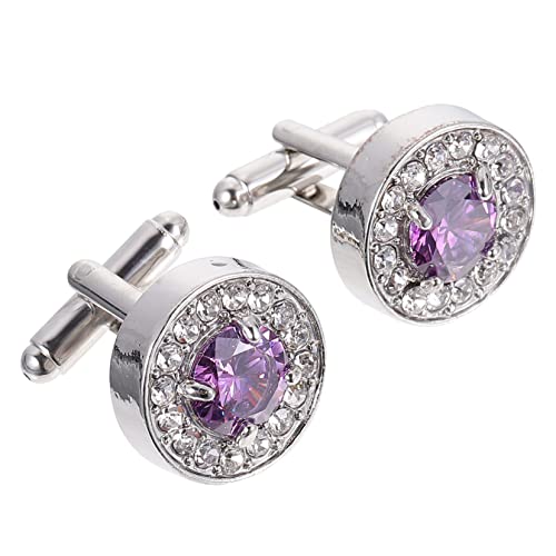 SHINEOFI 1 Paar Manschettenknöpfe Hochzeitsdeko Kleidungsdekoration Knöpfe Für Retro-kleidung Hemdmanschettennägel Strass Besetzte Anzüge Knöpfe Modische Nähknöpfe Violett Legierung von SHINEOFI
