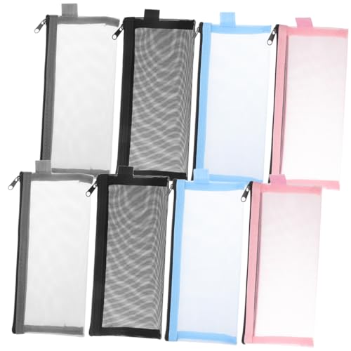 SHINEOFI 1 Satz Netz Transparentes Federmäppchen Kosmetiktasche Cosmetic Bag Stiftbeutel Makeupbag Groß Stiftorganisator Zip Beutel Praktische Stifttasche Tragbare Stifttasche Nylon 8 Stück von SHINEOFI
