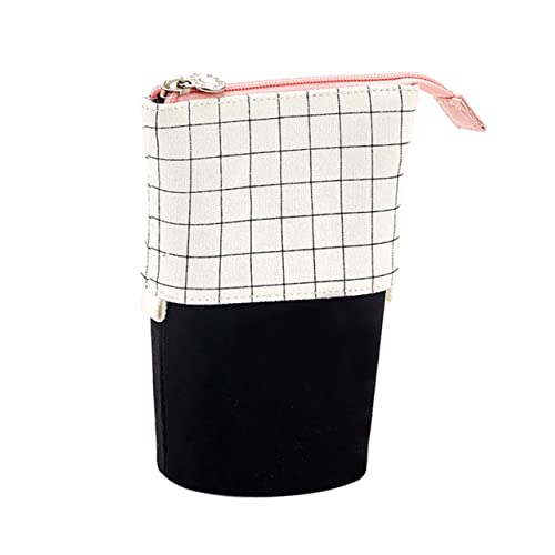 SHINEOFI 1 Stück Karierte Federtasche Federmäppchen aus Segeltuch Federmäppchen mit Reißverschluss schreibwaren Organizer Stift aufbewahrung Schreibwarenzubehör kreative stifttasche Weiß von SHINEOFI