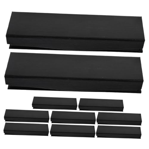 SHINEOFI 10 Stück Schwarze Stiftebox mit Klappdeckel Karton Stift Aufbewahrungsbox für Füllfederhalter und Kugelschreiber Stifte Präsentationsbox für Büro und Schule Eleganter Stiftehalter von SHINEOFI
