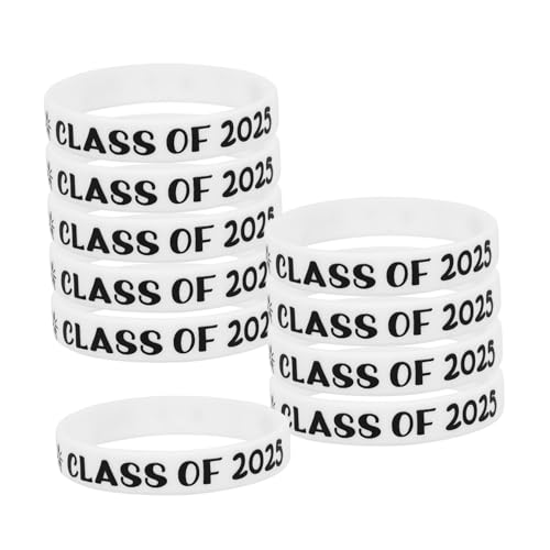 SHINEOFI 10 Stück Silikon Armbänder zur Graduierung Weiße Handgelenk Bänder für Abschlussfeiern Schulveranstaltungen und Besondere Anlässe und Bequem Langlebig von SHINEOFI