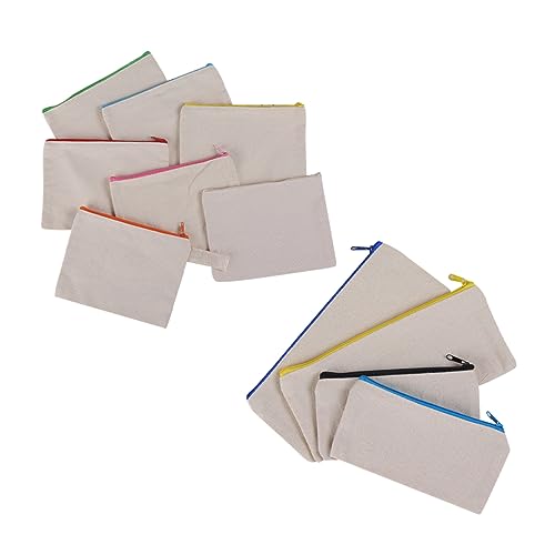 SHINEOFI 10 Stück Teiliges Baumwoll Zipper Etui Große Kapazität Strapazierfähige Canvas Federtasche mit Reißverschluss Vielseitig für Stifte Kosmetik Reisebedarf Tragbar Zufällige Farbe von SHINEOFI