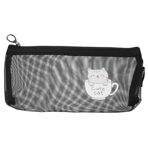 SHINEOFI 1stk Federmäppchen Aus Transparentem Mesh Reise-Kosmetiktasche Aufbewahrungsbeutel Für Bleistifte Make -up -organisatoren -Tasche Make-up-Tasche Aus Mesh Schreibwaren Black Nylon von SHINEOFI