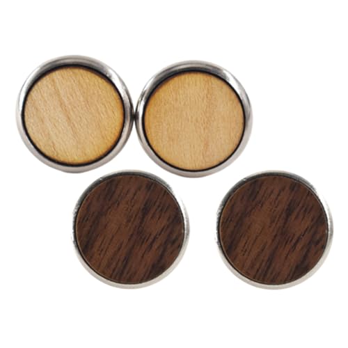 SHINEOFI 2 Paare Holz Manschettenknöpfe Runde Manschettenknöpfe Hülsenknöpfe Hemd Buttons von SHINEOFI