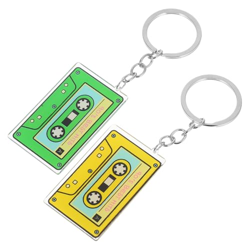 SHINEOFI 2stücke Retro-schlüsselanhänger Mit Kassettenband Aus Acryl Jahre Stil Für Damen Party-dekoration Und Accessoires von SHINEOFI