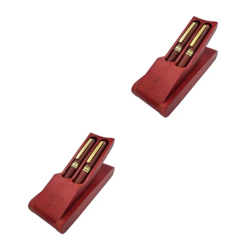 SHINEOFI 2 Sätze Federmäppchen-Set Aus Mahagoni Gel Tinte Display-stiftetui Trendy Wieder Auffüllbar Unterschrift Stiftetui Leistung Füller Fall Anzeige Zinn Rot Hölzern 3 Stück * 2 von SHINEOFI