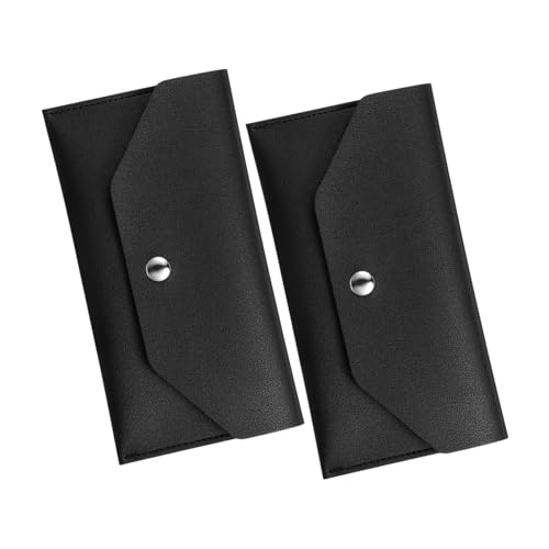 SHINEOFI 2 Stück Leder Bargeld Brieftasche Budget -Bindemittel -Quittungsinhaber Vintage Cash Envelope Organizer Geldhalter für Bargeld kleine Geldbörse Portemonnaie wechseln Pu Schwarz von SHINEOFI