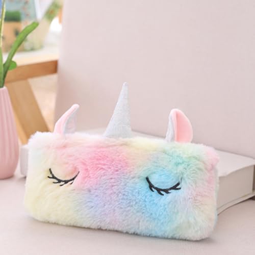 SHINEOFI 2 Stück Plüsch Federmäppchen mit Stabilem Reißverschluss Große Kapazität für Stifte und Schulzubehör Süßes Einhorn Design als Geschenk für Schüler von SHINEOFI