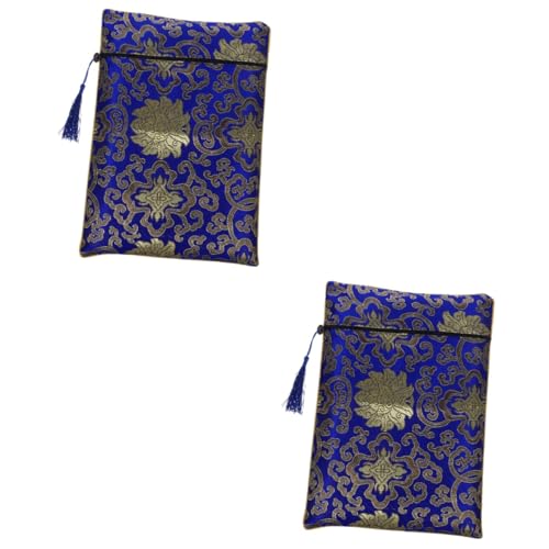 SHINEOFI 2 Stück Reißverschlusstasche büchertasche School Bag polybag Notebook-Aufbewahrungstasche Schlichte Tragetasche klein entzückender Stifthalter großer Bleistift-Organizer Stoff Blue von SHINEOFI