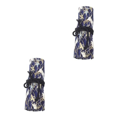 SHINEOFI 2 Stück Rolle -Stift-Vorhang-Stiftetui Deckel Buntstifte Wickeln Retro-Stifthalter süßes stationäres Schreibwarentasche Stifttasche Federmäppchen Tasche für Stifte Baumwolle von SHINEOFI