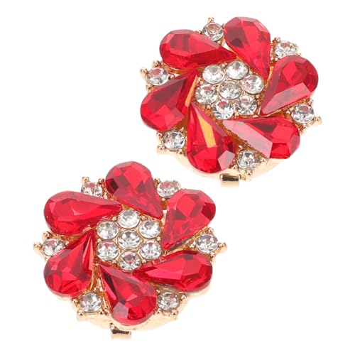 SHINEOFI 2 Stück Strass Knopf-abdeckungen aus Abnehmbarem Legierungsmetall für Damenblusen Stilvolle Sichere Manschettenknopf-verzierungen und Modische Shirt-accessoires in Rot von SHINEOFI