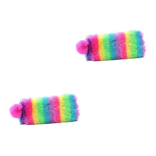 SHINEOFI 2st Damen-Make-up-Taschen Damen Kulturbeutel Flauschige Bleistifttasche Flauschige Schminktasche Federmäppchen Für Mädchen Kosmetiktäschchen Für Mädchen Schreibwaren Colorful von SHINEOFI
