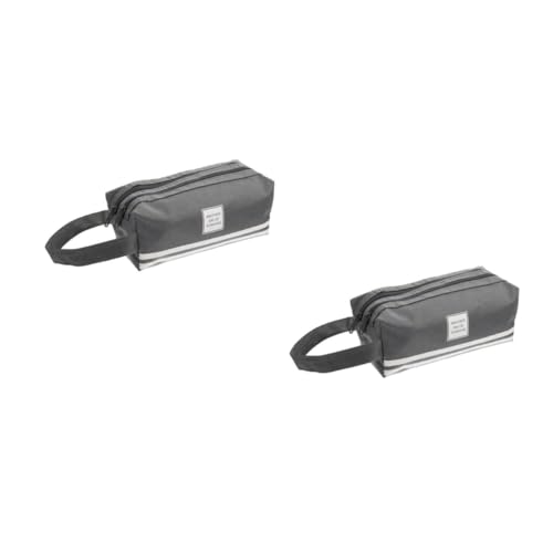 SHINEOFI 2st Federmäppchen Aus Oxford-Stoff Markierstift Etui Faltbares Federmäppchen Klarer Make -up -Tasche Taschen Schöner Bleistifthalter Reise Durchsichtiger Kulturbeutel Dark Grey von SHINEOFI