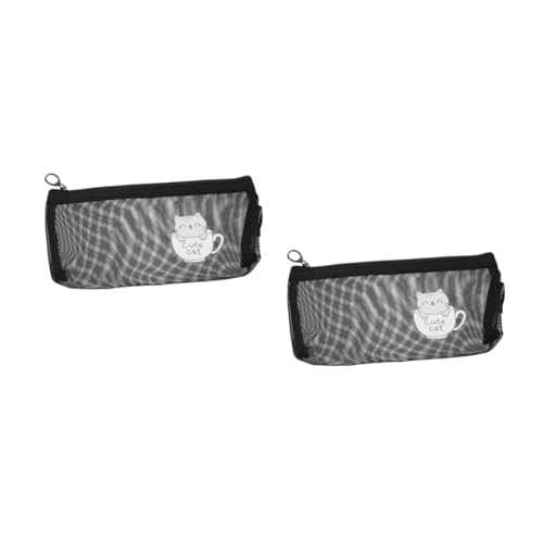 SHINEOFI 2stücke Transparenter Mesh Federmäppchen Für Studenten Leicht Mit Reißverschluss Aufbewahrung Von Stiften Und Kleinteilen Schwarz Material von SHINEOFI