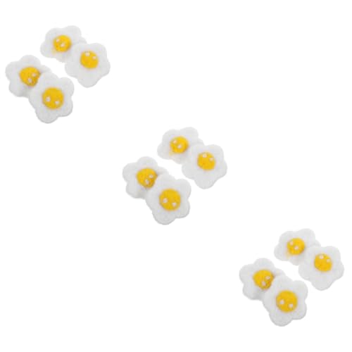 SHINEOFI 3 Sätze Wollfilz-spaß Zubehör Material Zur Herstellung Von Haarspangen Haarnadel Haarschmuck Aus Filz Clip Ei-haar-accessoires Pochiertes Ei Brötchen Liebenswert 4 Stück * 3 von SHINEOFI