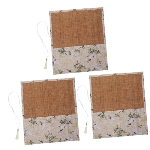 SHINEOFI 3 Stück Rolle Stifttasche Stifte Bleistift Halter Inhaber Kunst Pinsel aufbewahrung pinselaufbewarung Kalligrafie Pinsel Tasche Mäppchen handgemachte Lesezeichen Stoff Weiß von SHINEOFI