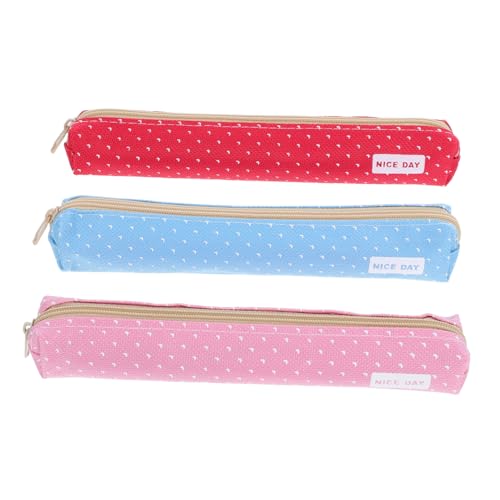 SHINEOFI 3 Stück Teiliges Federmäppchen aus Canvas Kleine Tragbare Stifttasche in Leuchtenden Candy Farben Vielseitiger Organizer für Schule Büro Kosmetik und Alltag Geräumig und Leicht von SHINEOFI