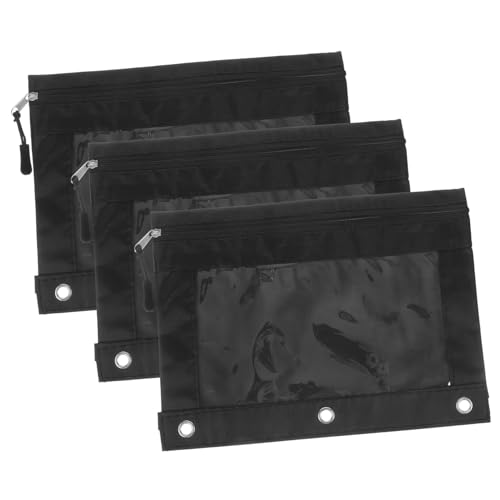 SHINEOFI 3stücke Federmäppchen Ring-Ordner Reißverschluss-ordnertasche Aus Polyester Blindertasche Mit Kartenfach Dokumententasche Für Bürogebrauch Leicht Und Tragbar von SHINEOFI