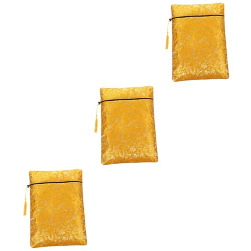 SHINEOFI 3st Büchertasche Mit Reißverschluss Notebook-Aufbewahrungstasche Make-up-pinseltasche Bleistifte Tasche Große Schreibwarentasche Praktische Schreibwarentasche Mäppchen Stoff Yellow von SHINEOFI