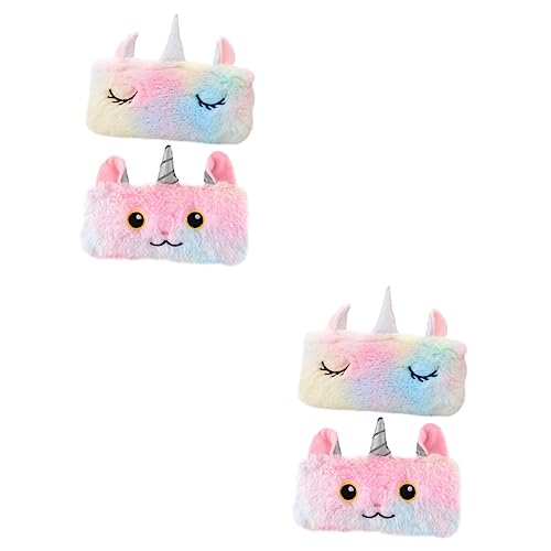 SHINEOFI 4 Stck Plüsch Federmäppchen Einhorn Stifttasche Groß Kapazität Weich Schüler Schreibwaren Tasche Tragbar Multifunktional von SHINEOFI