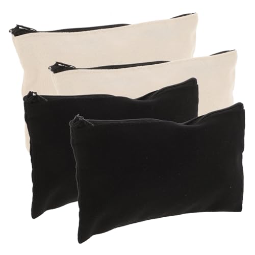 SHINEOFI 4 Stück Canvas Aufbewahrungstasche Teiliges mit Reißverschluss Multifunktionale Stifttasche für Schüler Große Kapazität für Schreibwaren Kosmetik und Reiseaccessoires Schwarz und von SHINEOFI