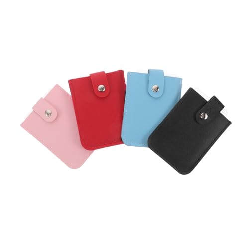 SHINEOFI 4 Stück Fake Leather Business Card Holder mit Druckknopf und Ausziehbarem Fach Kartenetui Stapelbar Minimalistischer Kreditkartenhalter für Einfache und Sichere Aufbewahrung im von SHINEOFI