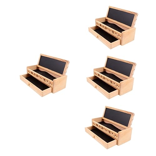 SHINEOFI 4 Stück Feder Mäppchen Aus Holz Koreanisches Federmäppchen Großes Federmäppchen Hölzern Federmäppchen Für Kinder Stifte Für Kinder Bilden Make-up-pinseletui Student Bleistift von SHINEOFI