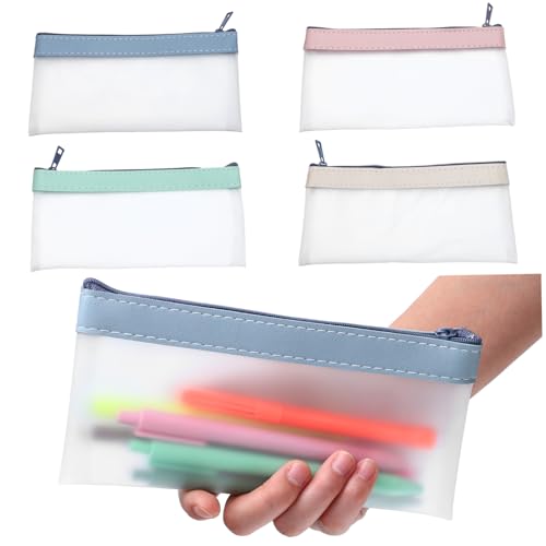 SHINEOFI 4 Stück Geldbörse mit Geldumschlag durchsichtige Kosmetiktasche Transparente Geldbörse Kosmetik-Organizer-Tasche klare Schreibwarentasche Federmäppchen briefumschläge Etui TPU von SHINEOFI