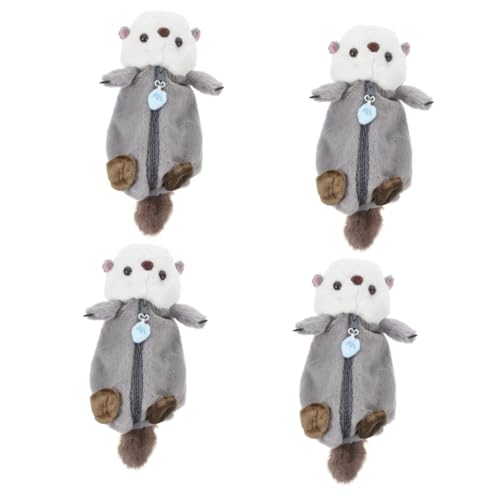 SHINEOFI 4 Stück Plüsch Federmäppchen Stift-Organizer-Tasche Schminktasche Süß Federmäppchen Süß Süßes Briefpapier Beutel Machen Plüsch-Aufbewahrungstasche Federmäppchen Mädchen Klein Grey von SHINEOFI