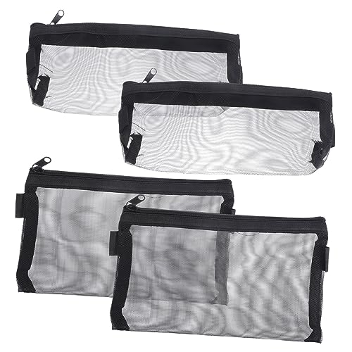 SHINEOFI 4er Set Federmäppchen Transparente Netz Stiftetasche Für Schule Und Büro Große Bleistiftaufbewahrung Und Make up Pinsel Organizer 2 Große Und 2 Kleine Taschen von SHINEOFI