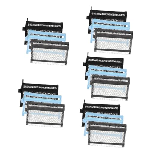 SHINEOFI 5 Sätze Tasche Aus Nylonnetz Schreibwarentasche Mesh-stifttasche Aufbewahrungssack Storage Pockets Kalemlik Tragbare Bleistifttasche Federmäppchen Mit Reißverschluss 3 Stücke * 5 von SHINEOFI